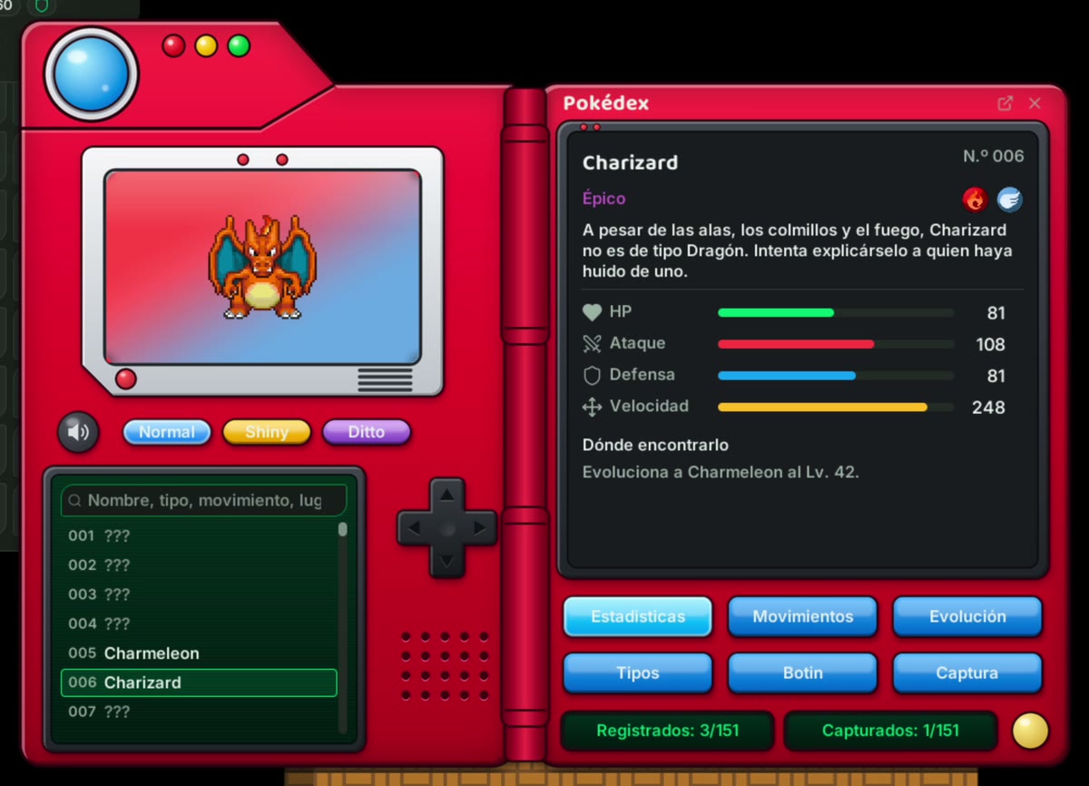 Pokédex: cada especie que encuentras